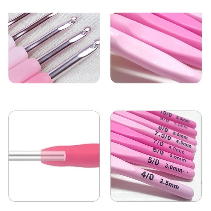 Pink Handle Crochet Hook Set