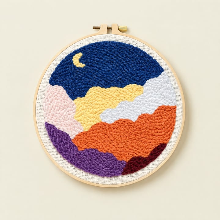 Scenic Punch Needle Kit, Abstract moon and hills