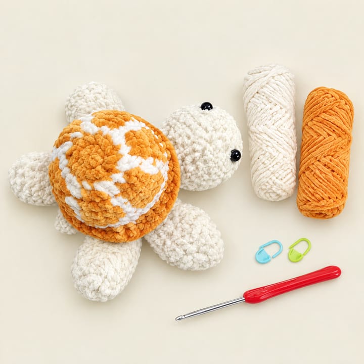 Speckled turtle crochet kit with yarn and hook
