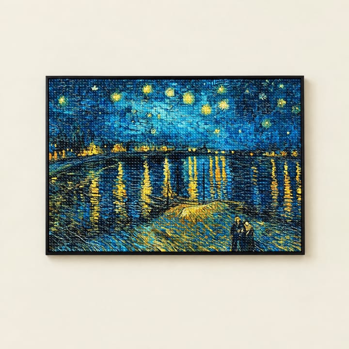 Starry Night Diamond Art Kit, Tree with orange sun