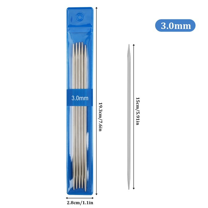 Silver Stainless Steel Knitting Needles, 3.0
