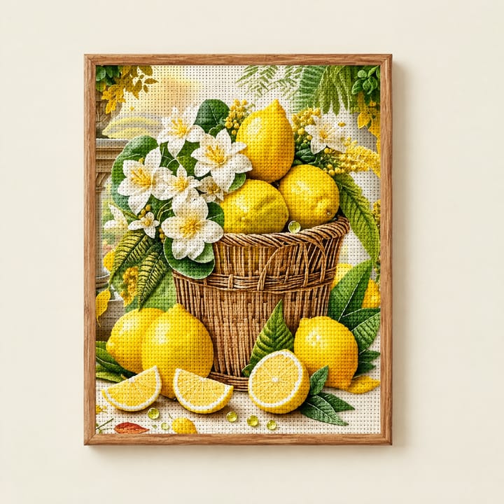 Lemon Botanical Cross Stitch Kit