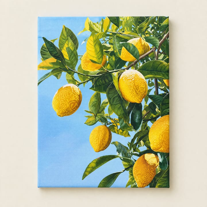 Lemon sky design: a lemon branch against a blue sky
