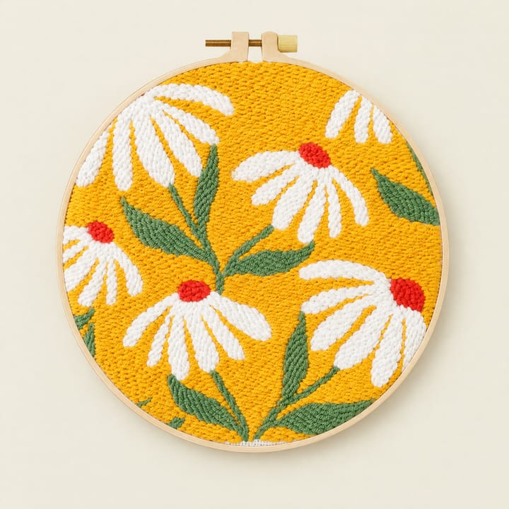 Floral Punch Needle Kit, Yellow daisies