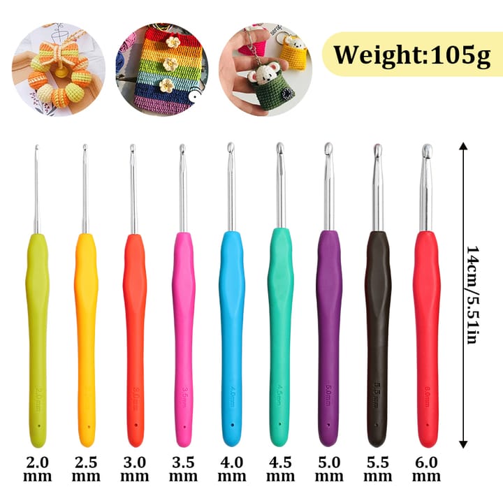Rainbow Aluminum Crochet Hook Set, Rainbow